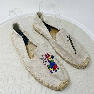 Soludos Jason Polan Pinata Espadrille Flats Party 10 Bat Shoes Casual Beige